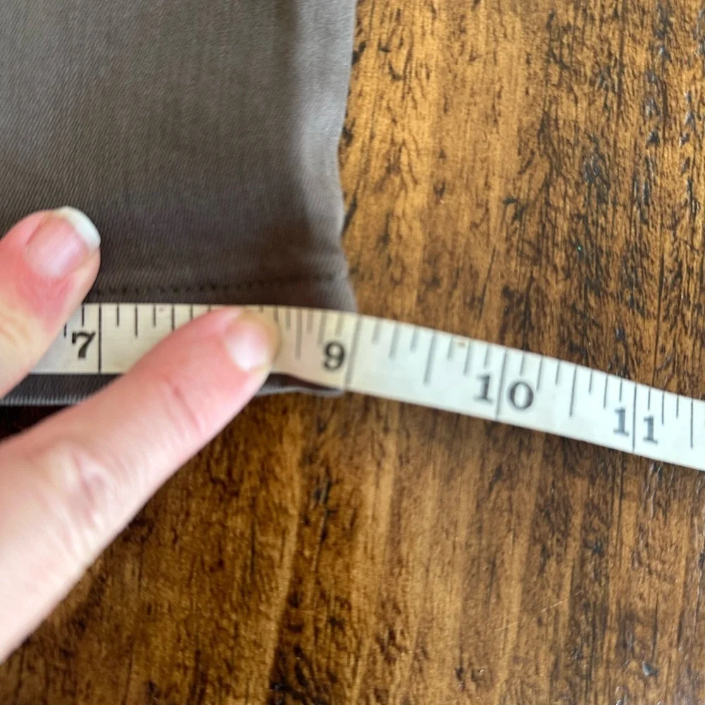 Cosmic Blue Love | Gray/Brown High Rise Cotton Blend Bootcut Jeans, Size 32T - Picture 9 of 9